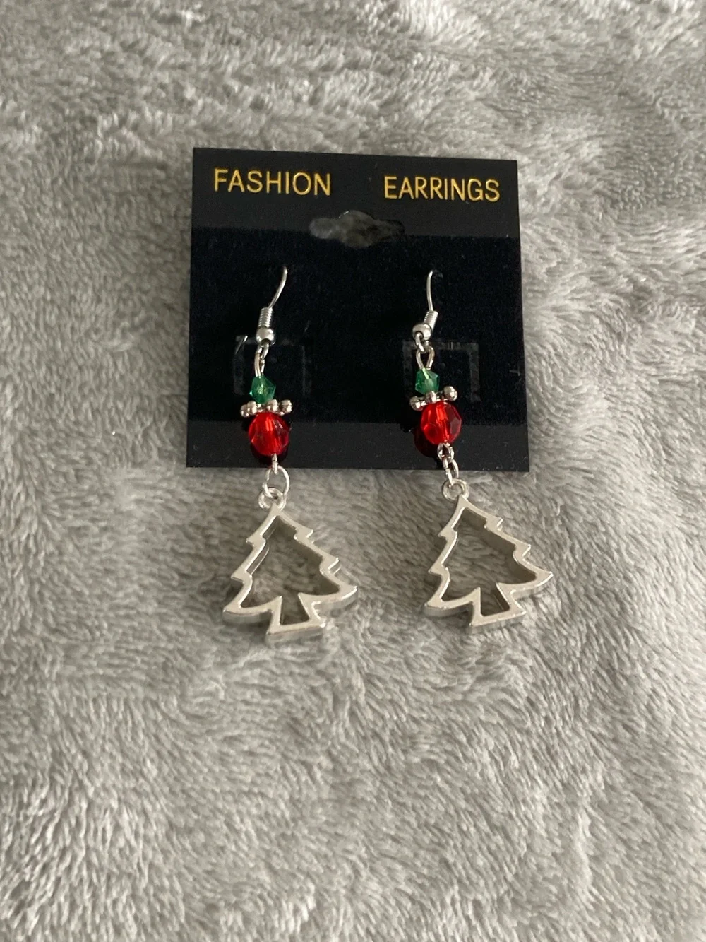 Christmas tree cookie cutter beaded earrings